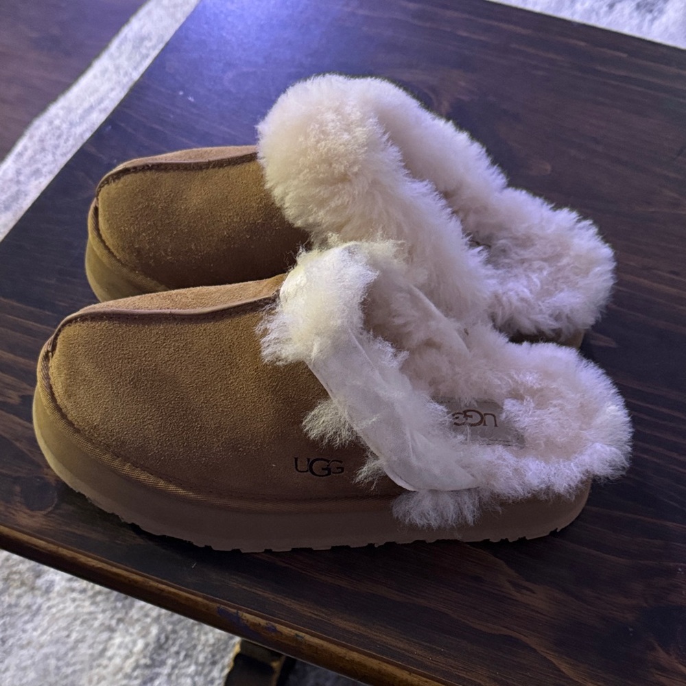 UGG Tan Shearling Slip-Ons